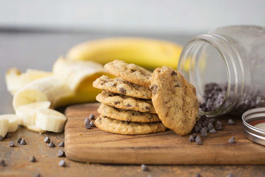 Cookie de aveia com banana e cacau